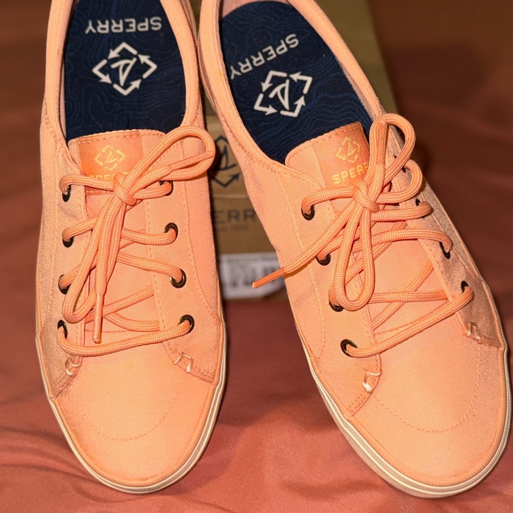 Sperry Coral Canvas Lace-Up Sneakers